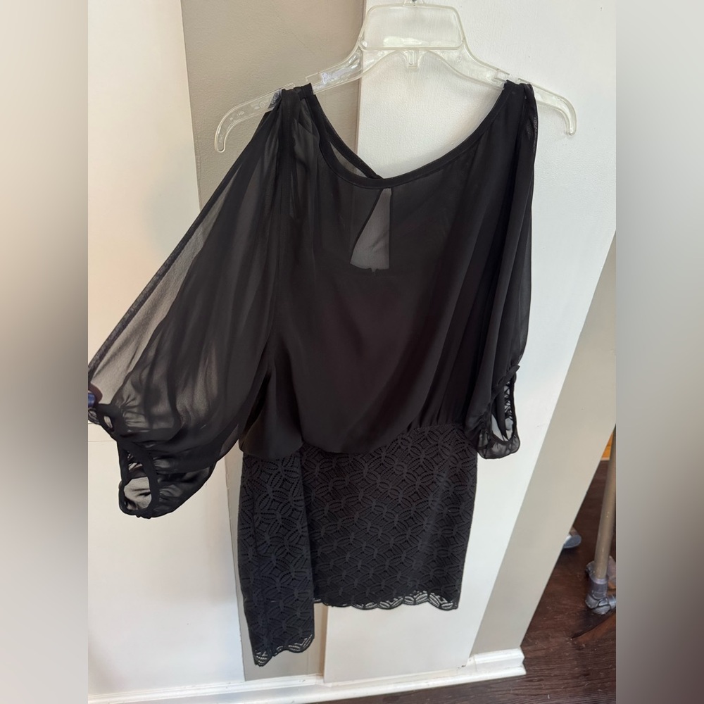 LAUNDRY BLACK COLD SHOULDER QUARTER SLEEVE DRESS SIZE 10